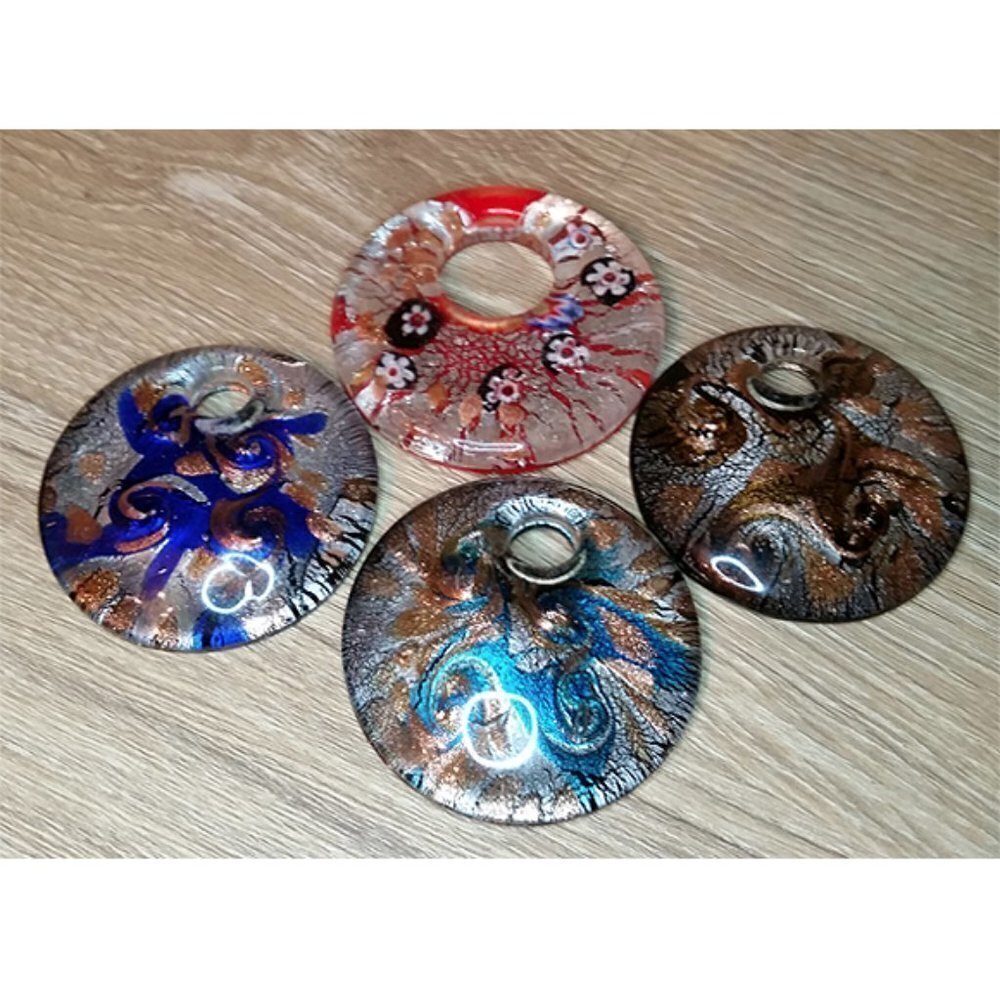 Bundle lot 4 Fused Glass Murano Dichroic pendants